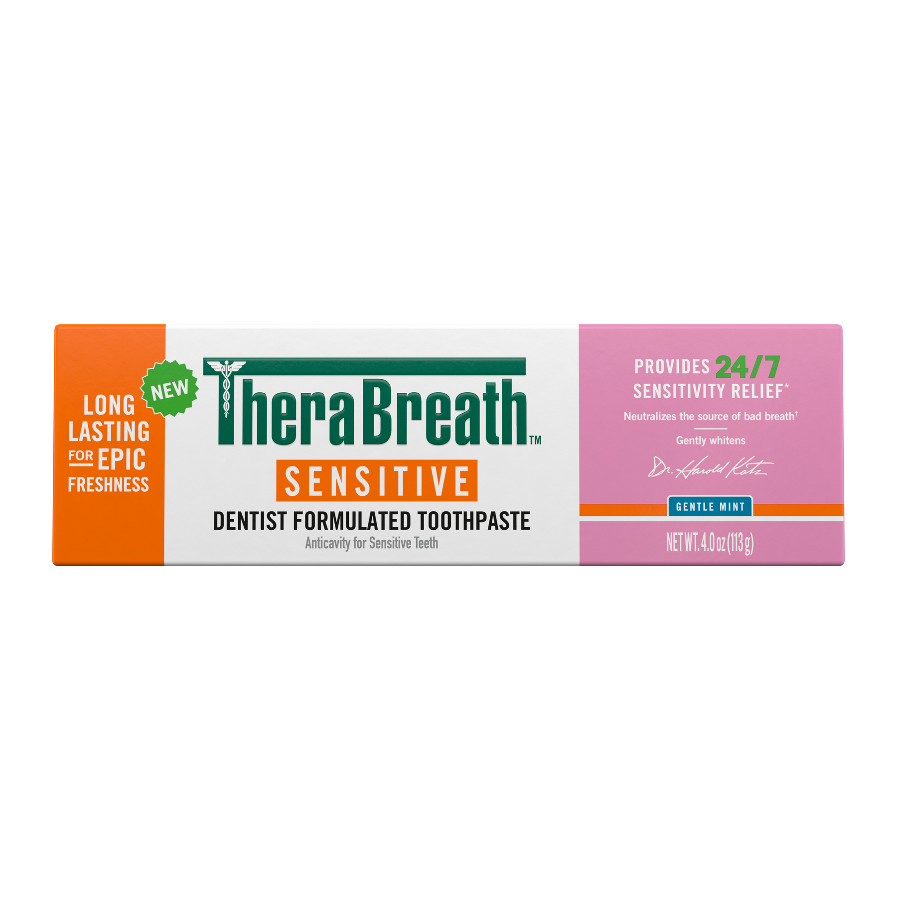 TheraBreath Sensitive Toothpaste, 24/7 Sensitivity Relief (1), With Fluoride for Anticavity Protection, Gentle Mint, 4 Oz TH5n