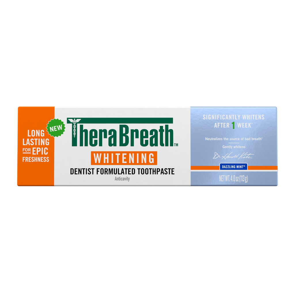 TheraBreath Whitening Toothpaste, Peroxide-Free & Anticavity, Dazzling Mint eHBk
