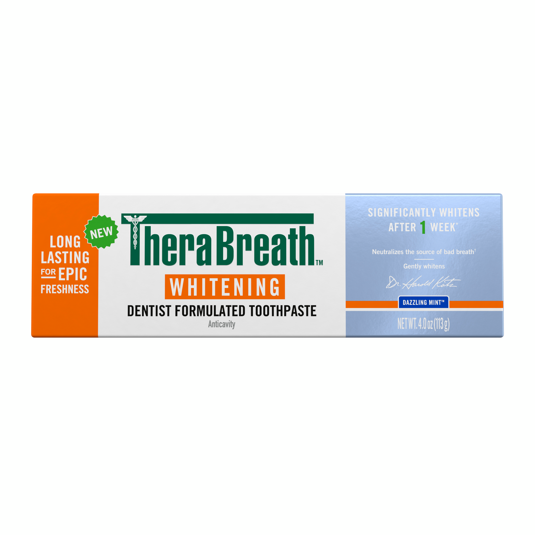 TheraBreath Whitening Toothpaste, Peroxide-Free & Anticavity, Dazzling Mint eHBk