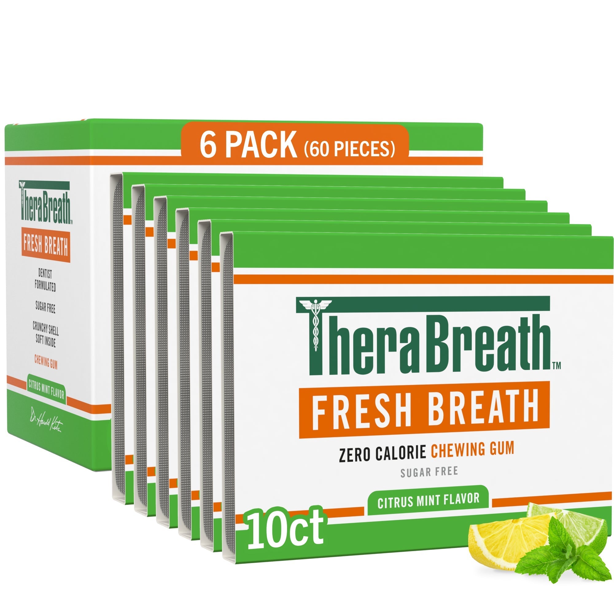 Fresh Breath Chewing Gum, Citrus Mint Flavor Qp3G